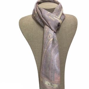 ETRO lavender print long silk scarf